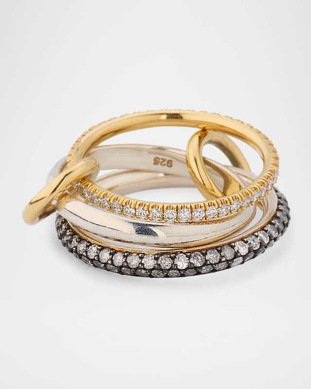 18K Gold, Silver and Black Rhodium Scorpio SG Gris Ring with Diamonds